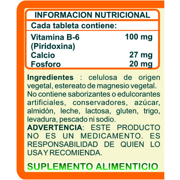 Vitamina B6 Piridoxina Naturallya