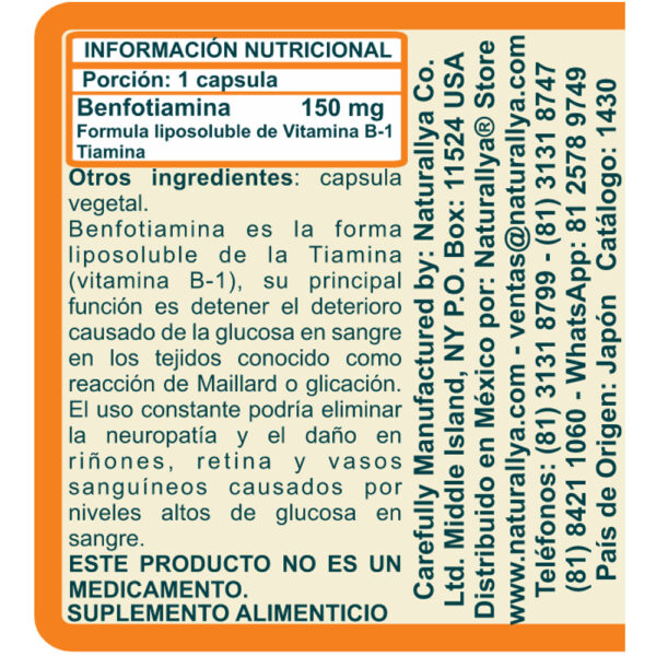 Benfotiamina 150mg Naturallya®