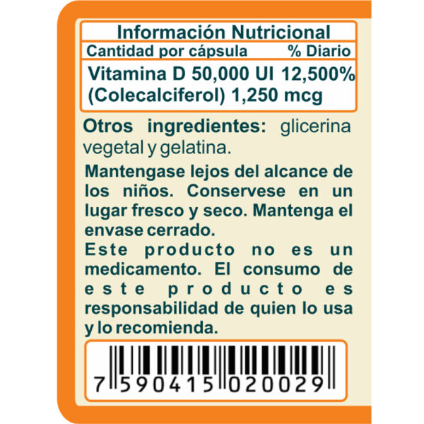 Vitamina D3 50,000UI Naturallya