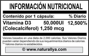 Vitamina D3 50,000 UI Naturallya 