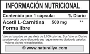 Acetil L Carnitina 500mg Naturallya®