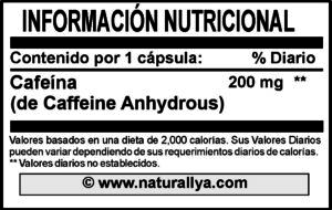 Cafeína koffein 200mg Naturallya®